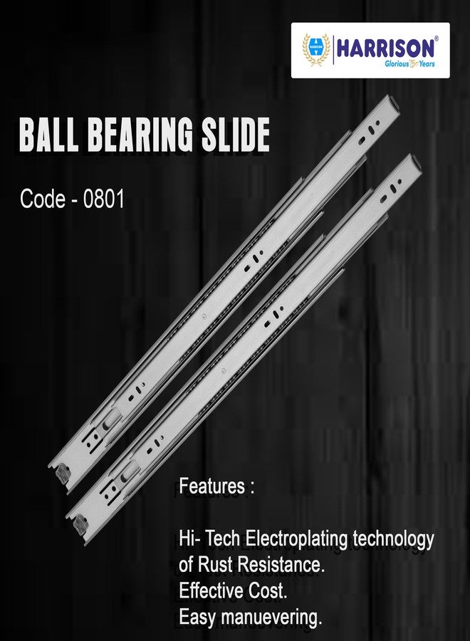 Harrison Telescopic Ball Bearing Slide 0801 | Drawer Channel Stainless Steel | 12 inch Soundless Modular Kitchen Drawer Slides | Rust Free | Load Bearing Capacity 45 kg | Furniture Hardware - Image 3